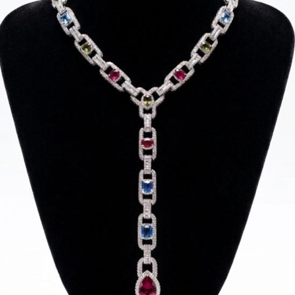Multi Coloured Gemstone Necklace 19 Inch